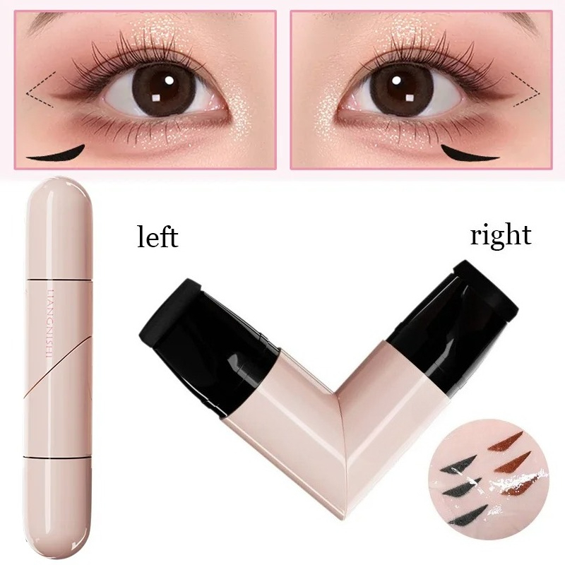 Waterproof Liquid Eyeliner Pen - 1Pc Ruota Timbro Eyeliner Integrato Dual-Tip