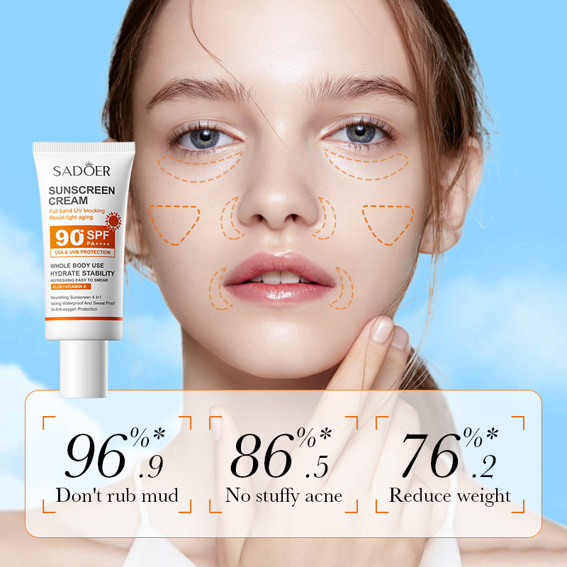 Sadoer Crema solare ad alta pr - Spf 50 Waterproof Sunscreen recensione e prezzo