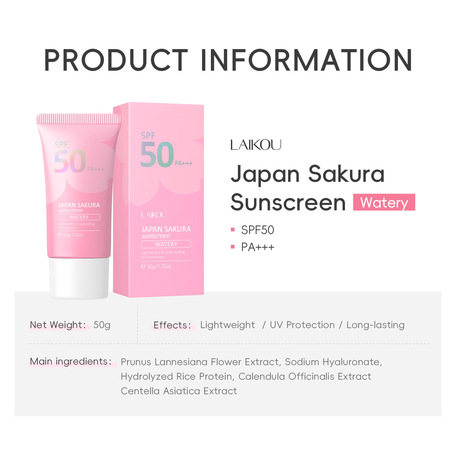 LAIKOU Sakura SPF50 PA+++ Lozi - Spf 50 Waterproof Sunscreen recensione e prezzo